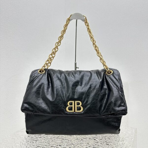 Balenciaga Monaco Large Chain Bag In Black