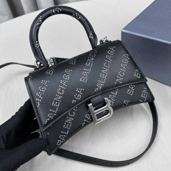 Balenciaga Women's Hourglass XS Handbag With Rhinestones In Black