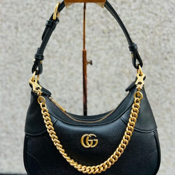 Gucci Aphrodite Small Shoulder Bag in Black Leather