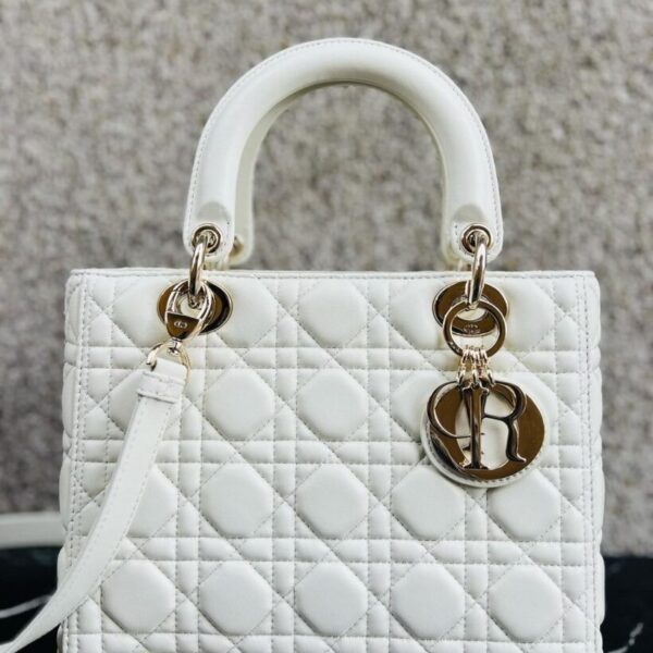Christian Dior White Lady Dior Soft Tote Shoulder Bag